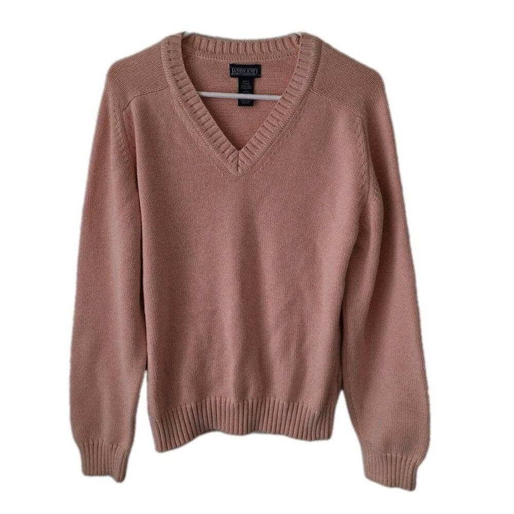 Lands End Sweater Mens Size Medium Pink Long Sleeve Sweater